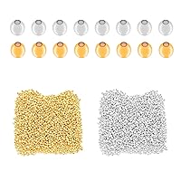 4800 Pieces 2.4mm Metal Spacer Beads Metallic Plated Round Beads Tiny Smooth Crimp Beads Metal Bead Spacers for DIY Bracelet Jewelry Making Clamp End Stopper Spacer Beads(Gold and Silver )