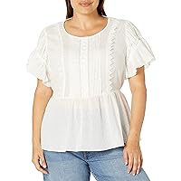 City Chic Women's Embroidered Top with Tie Back Waist