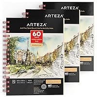 Mixed Media Sketchbooks, Pack of 3, 5.5 x 8.5 Inches, 60-Sheet Drawing Pads with 110lb Paper, Spiral-Bound, Art Supplies for Wet and Dry Media