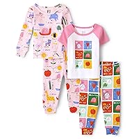 The Children's Place Baby Girls' and Toddler Boy Sleeve Top and Shorts 100% Cotton 2 Piece Pajama Sets