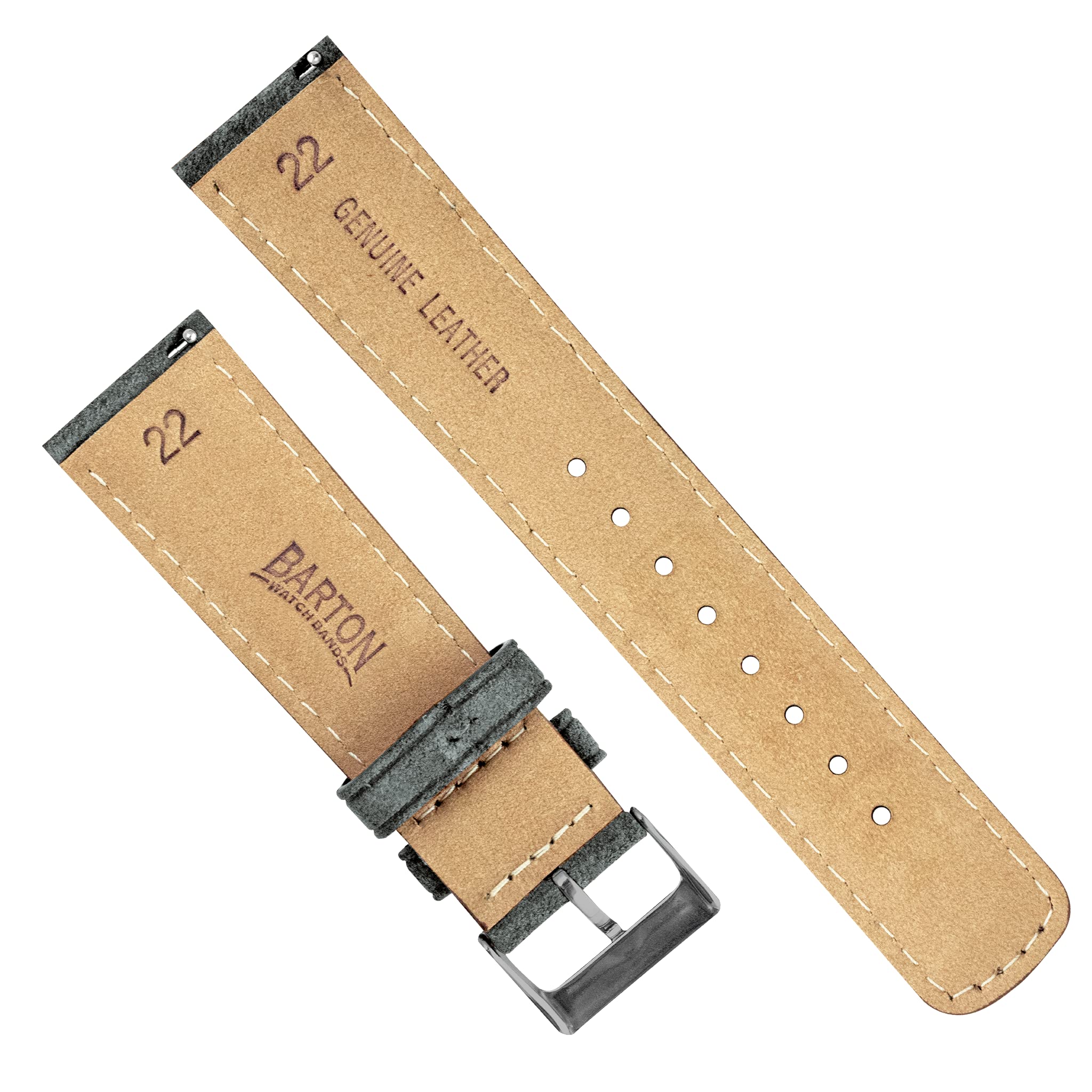BARTON Suede Leather Watch Bands - Quick Release - Choose Strap Color & Size - 18mm, 19mm, 20mm, 21mm, 22mm, 23mm & 24mm Watch Straps