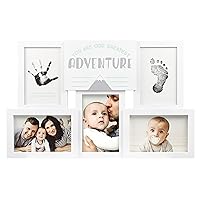 tiny ideas You Are Our Greatest Adventure Collage Keepsake Photo Frame, Baby Keepsake Picture Frame, DIY Baby's Handprint and Footprint Kit, Gender Neutral Nursery Wall Decor, White