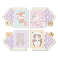 Papyrus Blank Cards with Envelopes, Playful Critters (20-Count)