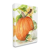 Stupell Industries Pumpkin Sunflower and Gourd Fall Farm Harvest, Design by Melissa Hyatt LLC Canvas Wall Art, 16 x 20, White