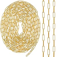 ANCIRS 12 Feet Gold Plated Paperclip Chain for DIY Jewelry Making, 4mm Oval 14K Gold Plated Brass Necklace Paperclip Cable Chain Link for Necklace, Bracelet, Anklet, Body Chain, Layer Chain