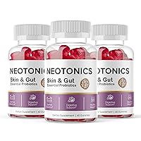 (3 Pack) Neotonics Gummies Skin and Gut Essential, Neo Tonics Skin & Gut, Advanced Formula Skin Gut, Neotonics Review, Neo Tonics Skin&Gut Health Gummy Gromitas, Neotronics (180 Gummies)