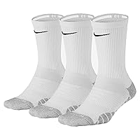 Nike Women`s Dry Cushion Crew Training Socks (3 Pair) (White (XS5560-100)/Grey, Medium)