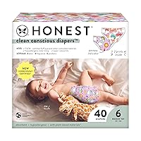 The Honest Company Clean Conscious Diapers | Plant-Based, Sustainable | Sky's The Limit + Wingin It | Club Box, Size 6 (35+ lbs), 40 Count
