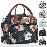 Buringer HOMESPON Lunch Bag for Woman Man Adults with Front Pocket Insulated Lunch Tote Lunch Box Container for Work Picnic or Travel(Green Leaves)