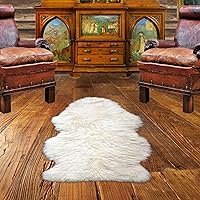 Plush Shag Sheepskin Accent Rug, Hide, Pelt Area Rug, Luxury Soft Faux Fur Carpet, Hand Made USA, Beige