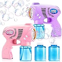 JOYIN 2 Bubble Guns with 2 Bottles Bubble Refill Solution, Bubble Machine Gun for Kids, Toddlers, Bubble Blaster Party Favors, Summer, Outdoors Activity, Wedding, Easter, Birthday Gift
