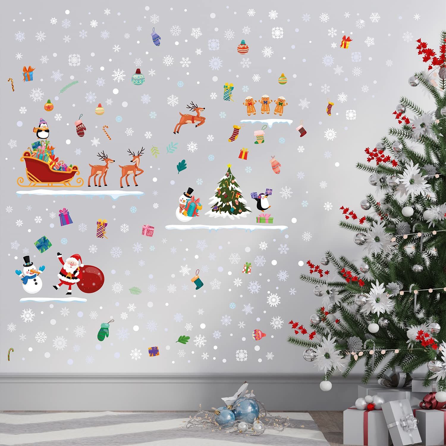 Mua WALPLUS 355 Pcs Christmas Wall Decals Stickers Snowflakes ...