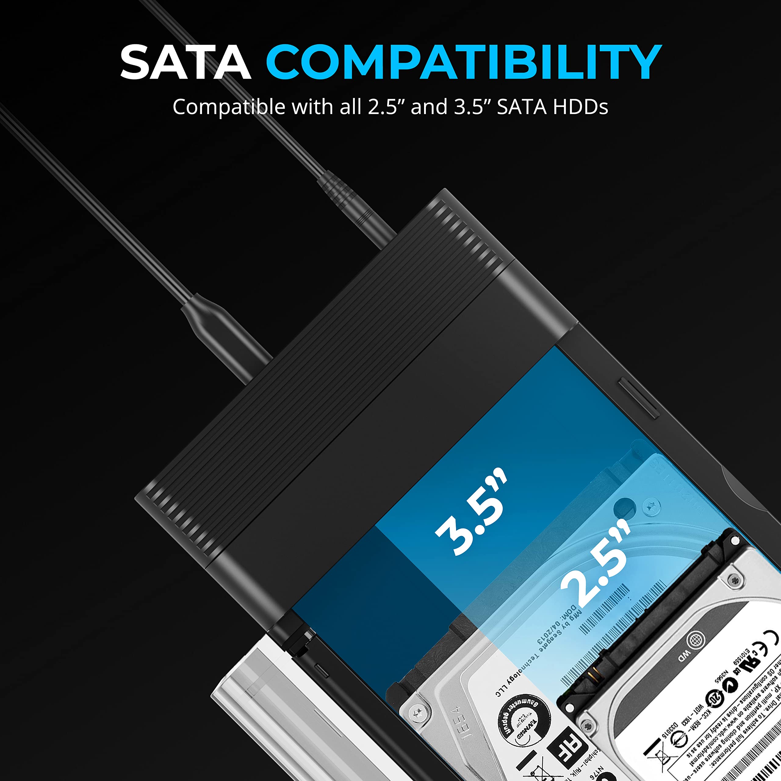 SABRENT USB Type-C Lay Flat Docking Station for M.2 PCIe NVMe + SATA 2.5'