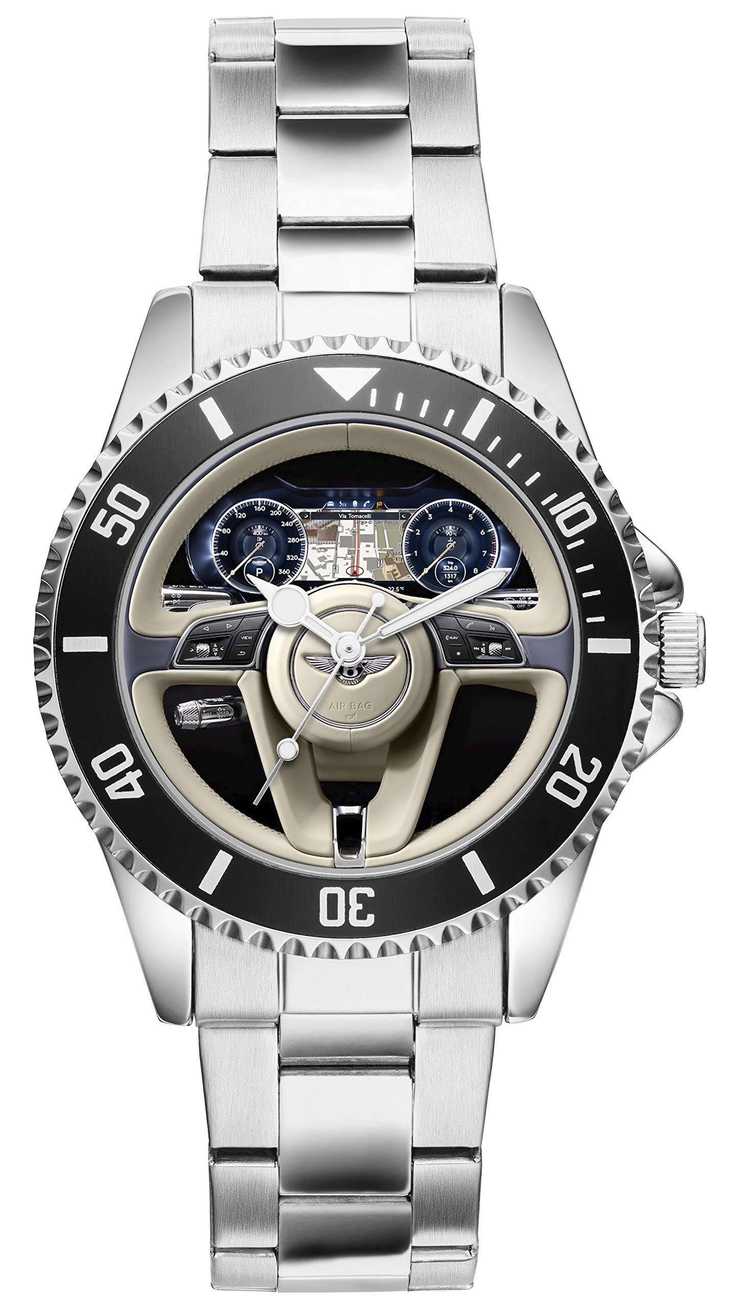 KIESENBERG Men's Watch Gift for Bentley Continental GT Fans Cockpit Quartz Analog Wrist Watch 20866