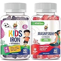 Magnesium Gummies for Adults & Iron Gummies for Kids & Adults - Iron Vitamins with Vitamin C.