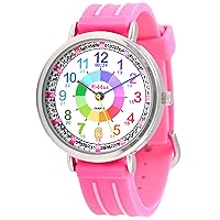Kiddus Watches Boy and Girl Kids Ages 6-12 Analog Time Teacher with Exercises. Japanese Quartz Movement. Easy to Read and Learn Time. Girls Watches Ages 5-10