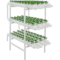 Hydroponic Grow Kit, 3 Layers 108 Plant Sites 12 PVC Pipes Hydroponics Growing System Pipeline Balcony Soilless Cultivation Equipment with Water Pump, for Leafy Vegetables/1PC