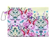 CowCow Womens Cosmetic Organizer Vintage Flowers Rabbits Canvas Cosmetic Bag