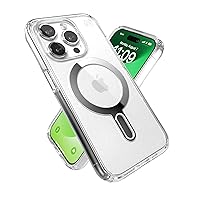 Speck Clear iPhone 15 Pro Case - ClickLock No-Slip Interlock, Built for MagSafe, Drop Protection - Scratch Resistant, Anti-Yellowing, 6.1 Inch Phone Case - Presidio Clear/Chrome