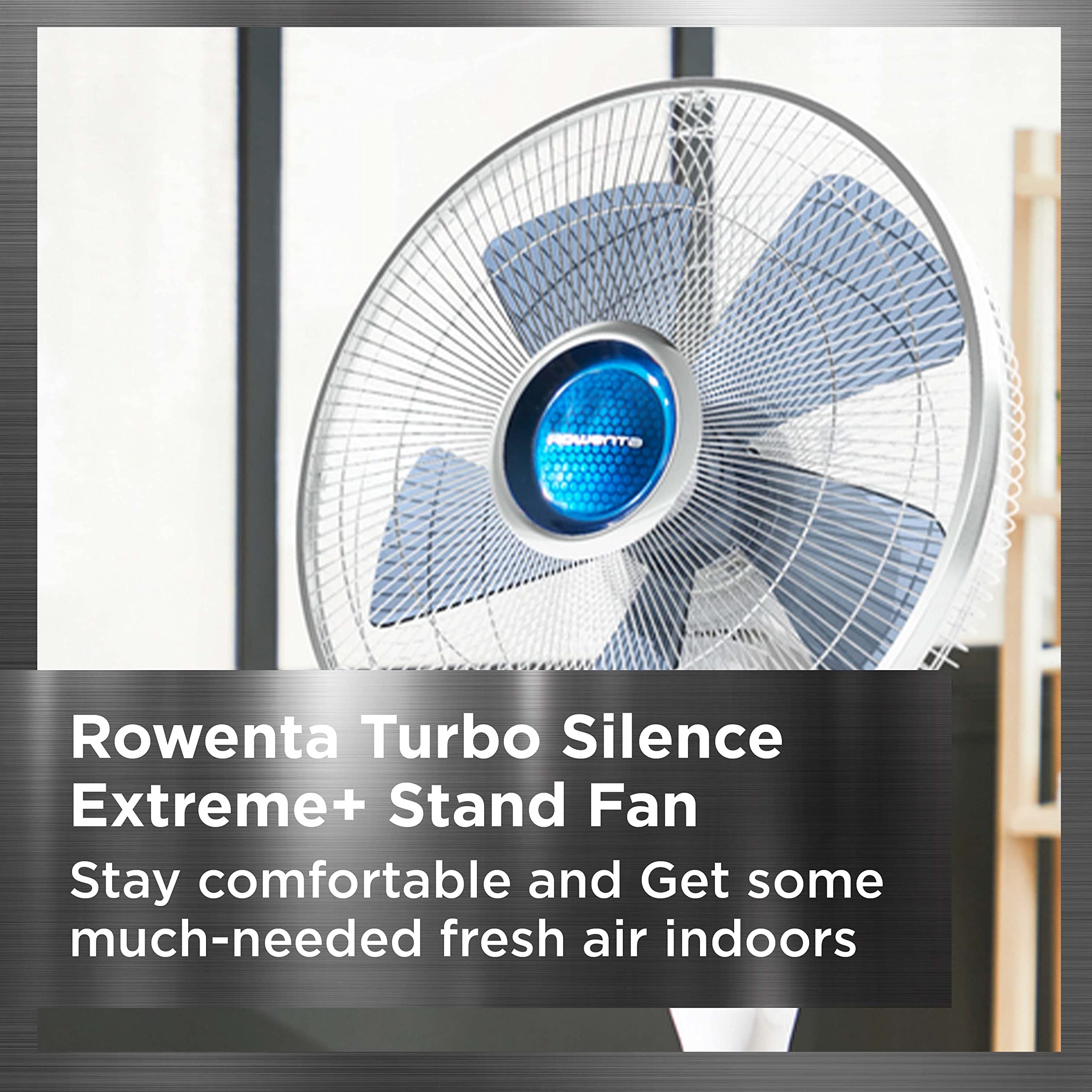 Rowenta Turbo Silence Standing Floor Fan with Remote 53 Inches Ultra Quiet Fan Oscillating, Portable, 5 Speeds, Indoor, Refresh Up to 23-Feet VU5870,White