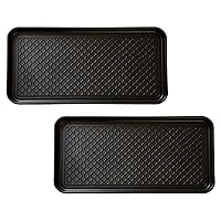 Stalwart All Weather Boot Tray – Set of 2 Large Water-Resistant Plastic Utility Shoe Mat for Indoor and Outdoor Use in All Seasons (Black)