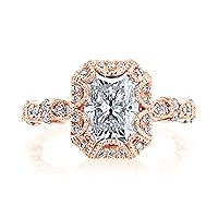 2 1/10 ctw Royal Halo Racquel Radiant Moissanite Engagement Ring 14K Gold