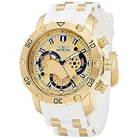 Men's Pro Diver Stainless Steel Quartz Watch with Silicone Strap, White, 26 (Model: 23423, 23424)