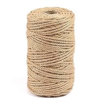 197Ft 5mm Twine String 3ply Thin Ribbon Hemp Twine Jute Rope String Twine Natural Jute Twine String for Crafts DIY Home Picture Gift Wrapping Craft Plant Garden Christmas Handmade Arts Decor