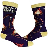 Crazy Dog T-Shirts Women's Happy Camper Socks Funny Outdoor Hiking Adventure Graphic Novelty Nature Footwear