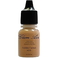 Glam Air Airbrush Makeup Water Based Foundation in Matte Finish for Flawless Looking Skin (0.25oz Bottles) (M10 GOLDEN CARMEL)