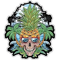 Pineapple Skull Stickers Palm Beach Vacation Vibe Car Bumper Window Sticker Decal Motorcycle Stickers Good for Laptop Bumper Skateboard Luggage Sticker for Truck Hardhat Stickers for Men 4