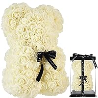 Rose Bear Gifts for Girlfriend mom Birthday Gifts for Women Gifts for her Gifts mom Anniversary Mother Gifts Rose Flower Valentines Day Birthday Gifts - Rose Bear with Box (Milk White)