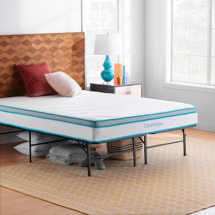 Linenspa 8 Inch Memory Foam and Spring Hybrid Mattress - Medium Firm Feel - Bed in a Box - Quality Comfort and Adaptive Support - Breathable - Cooling - Guest and Kids Bedroom - Full Size