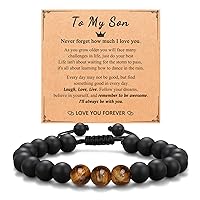 UNGENT THEM Mens Natural Stone Bracelet - Anniversary Graduation Birthday Father's Day Easter Christmas Valentine's Day Gifts for Son, Dad, Brother, Nephew, Lover