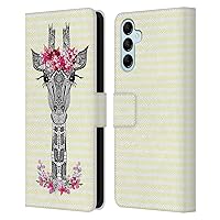 Head Case Designs Officially Licensed Monika Strigel Yellow Flower Giraffe and Stripes Leather Book Wallet Case Cover Compatible with Samsung Galaxy M14 5G