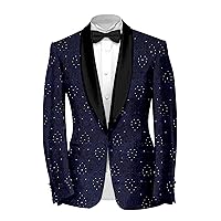Elina fashion Men's Terry Rayon Tuxedo Jacket Slim Fit Shawl Lapel Blazer Suit for Party Prom Wedding Christmas