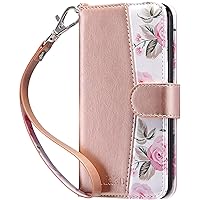 ULAK Compatible with iPhone 8 Plus/7 Plus Wallet Case for Women Girls, Premium PU Leather Flip Cover with Card Holders, Kickstand Feature Protective Purse Case 5.5 Inch,Floral