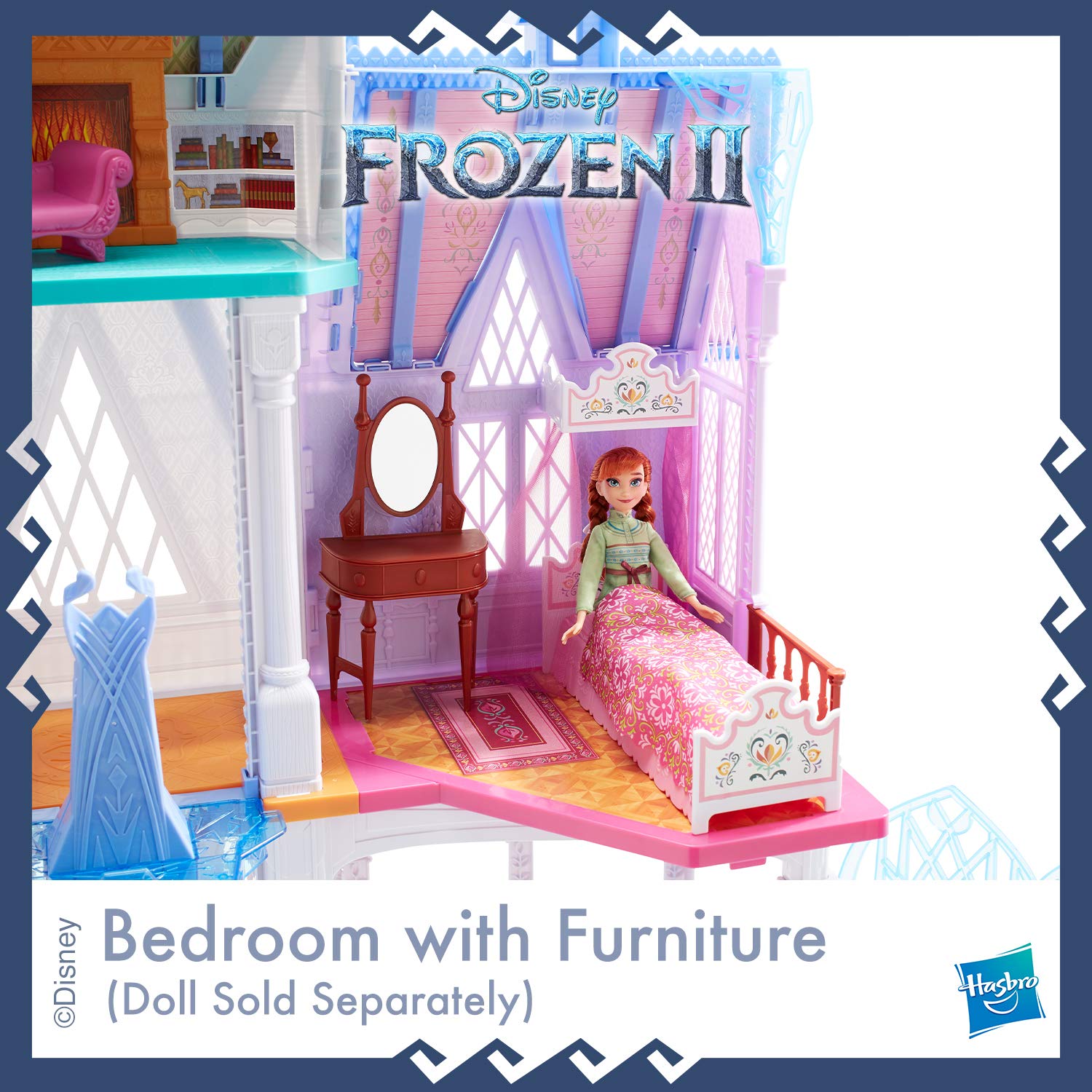 Disney Frozen Ultimate Arendelle Castle Playset Inspired by The Frozen 2 Movie, 5'. Tall with Lights, Moving Balcony, & 7 Rooms with Accessories