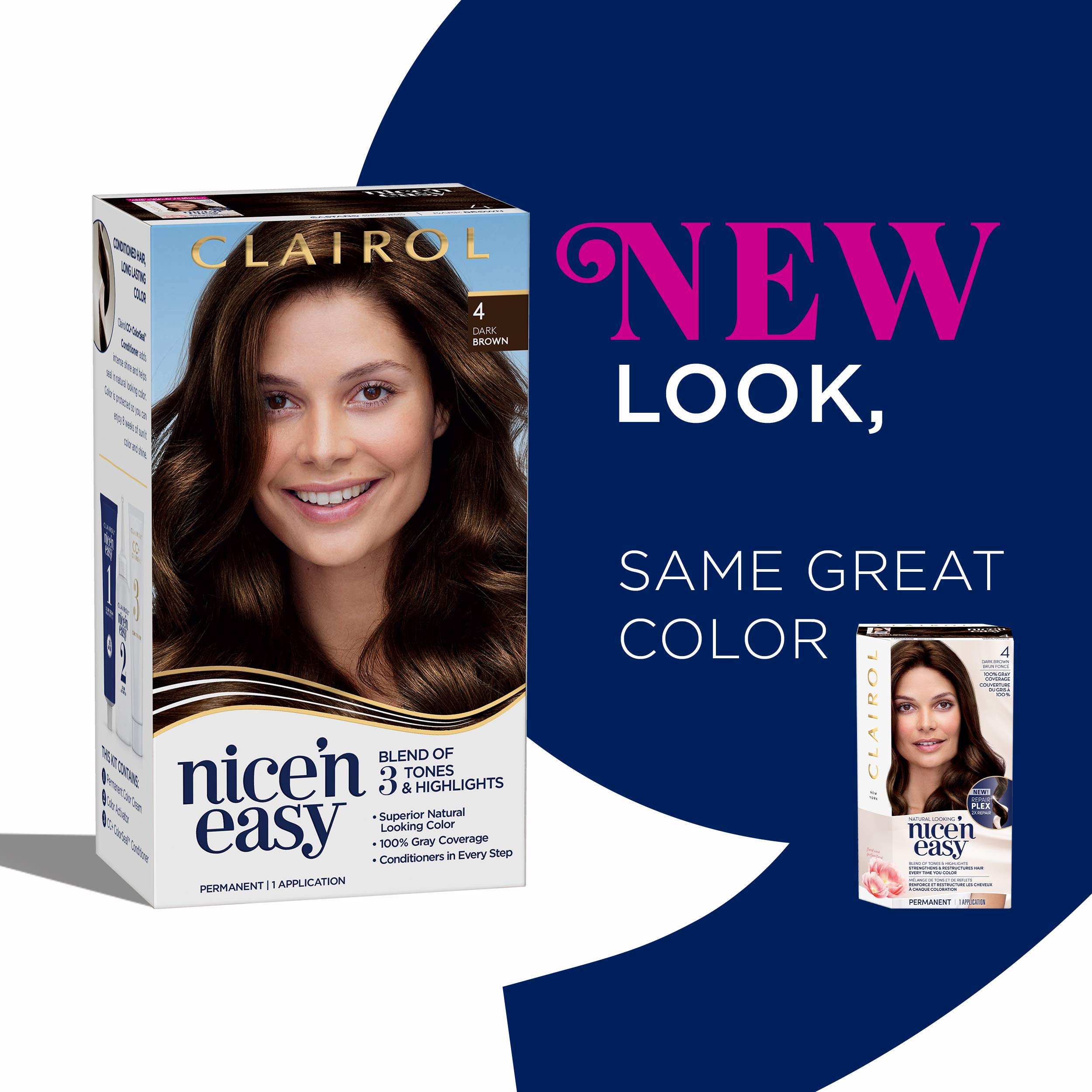 Clairol Nice'n Easy Liquid Permanent Hair Dye, 5N Medium Natural Brown Hair Color, Pack of 3