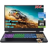 Acer acer Nitro 5 Gaming Laptop 15.6'' FHD IPS 144Hz Intel 12-core i5-12500H (Beats i7-11850H) 16GB RAM 1TB SSD GeForce RTX 4050 6GB Graphic RGB Backlit Thunderbolt4 AX1650i Win11 Black + HDMI Cable