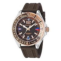 Nautica Men's NAPCWF302 Clearwater Beach Brown Silicone Strap Watch