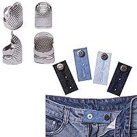 J.CARP 4Pcs Sewing Thimble with 4Pcs Denim Waist Extender Button for Jeans