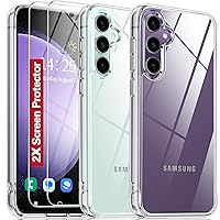 Oterkin for Samsung Galaxy S23 FE Case Clear,[20X Anti-Yellowing] Galaxy S23 FE 5G Case with [2Pcs Tempered Glass Screen Protector][Built-in 4 Airbags][10FT Military Protection] S23 FE 5G Case (Clear)