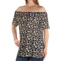 Michael Michael Kors Womens Off-The-Shoulder Pleated Casual Top Green M