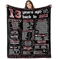 13 Year Old Girl Gift Ideas 13th Birthday Decorations for Girls Happy Birthday Gifts for Teen Girls Daughter Sister Flannel Fleece Throw Blanket Back in 2011-60x50 Inch - Rose Gold