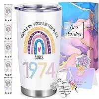 GINGPROUS 50th Birthday Gifts for Women, 1974 Birthday Gifts for Women, 50th Birthday Gift Ideas, 50 Year Old Birthday Gifts, 50th Birthday Decoration, 20oz Stainless Steel Insulated Tumbler with Lid