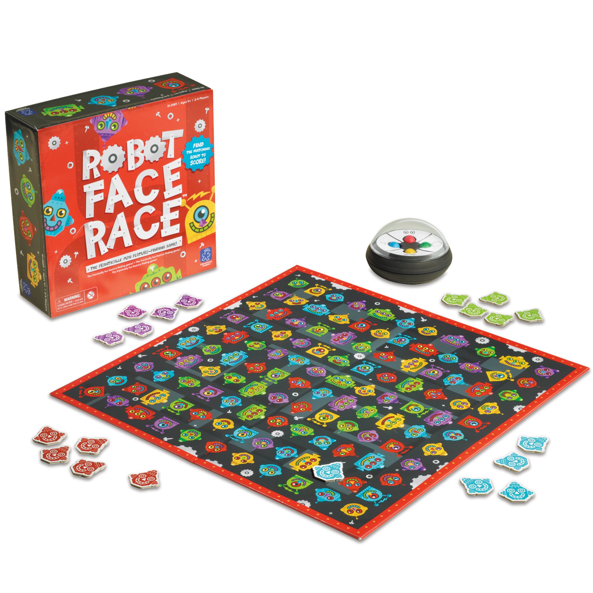 Educational Insights Robot Face Race, Fast Paced Color Recognition Matching Game, for 2-4 Players, Award-Winning Fun Family Board Game for Kids Ages 4+