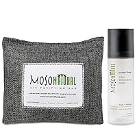 Moso Natural Scent-Free Odor Elimination Clean Car Set (1) Scent-Free Car Air Freshener Spray & (1) Moso Bamboo Charcoal Air Purifying Bag
