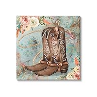 Stupell Industries Cowboy Boots Western Paisley Florals Canvas Wall Art, Design by ND Art