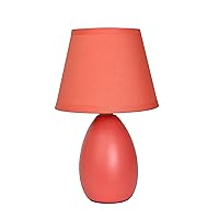 Simple Designs LT2009-ORG Mini Bedside Small Oval Egg Ceramic Table Lamp, Orange